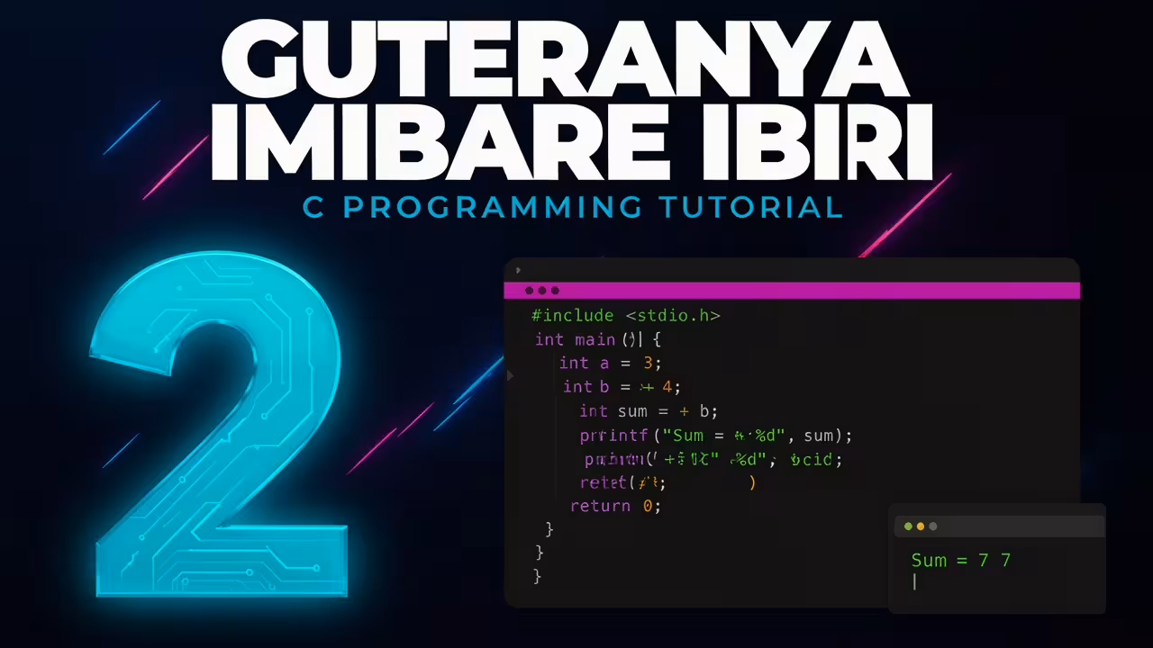 Uko Wakwandika Porogaramu yo Guteranya Imibare ibiri (2) muri C language (How to write a Program to calculate the sum of two numbers in) C language